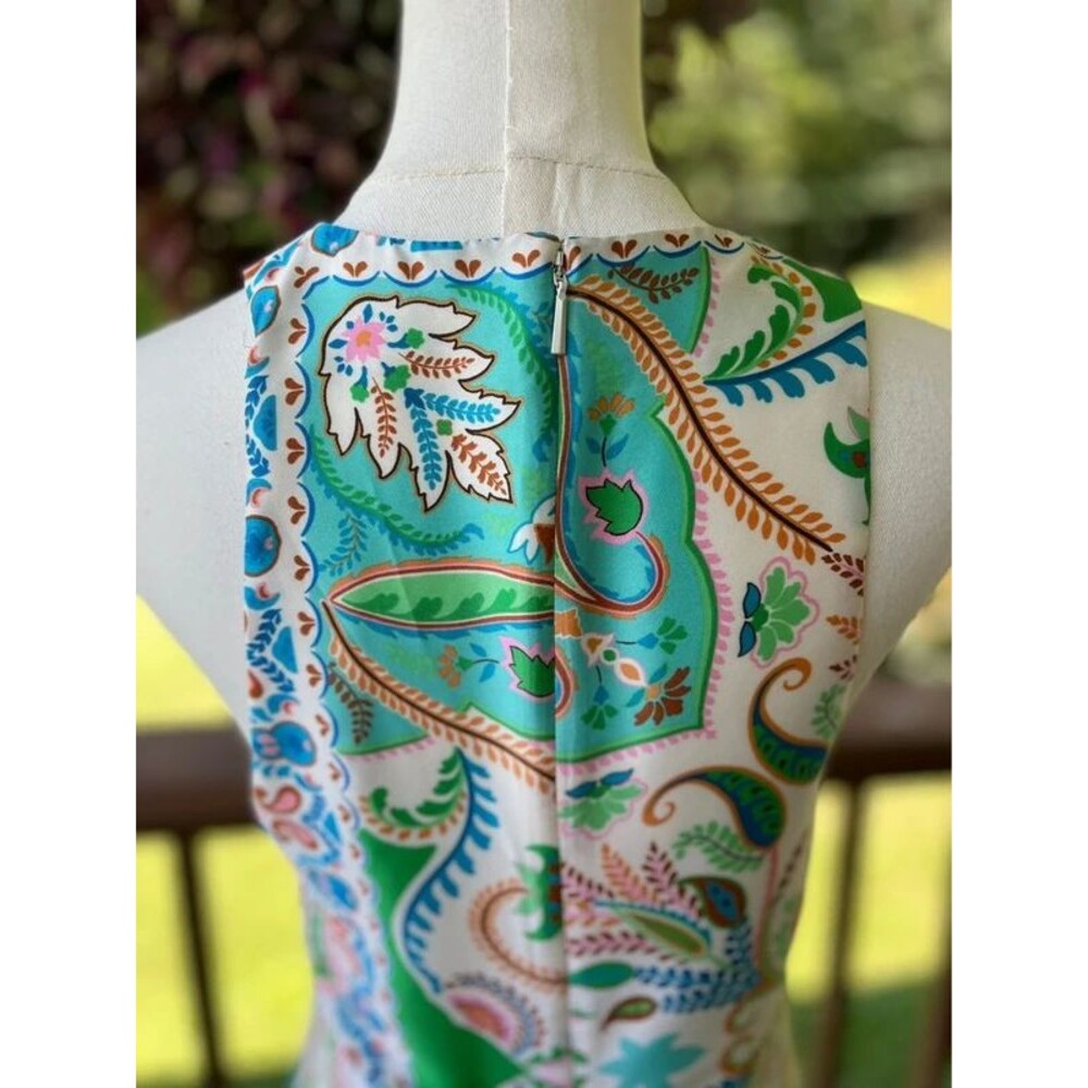 MNG Mango Paisley Tile Print Shift Dress | Sleeveless Size 4 - Picture 4 of 7